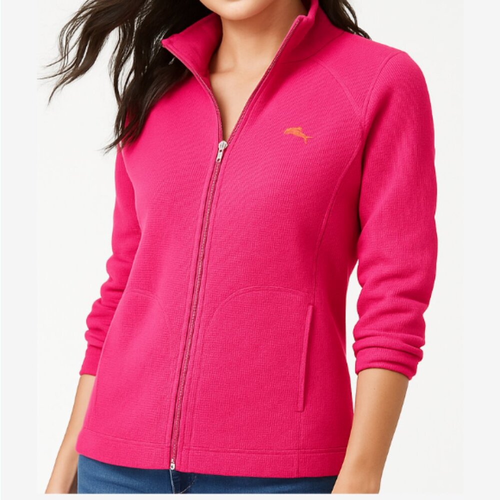Tommy Bahama Pink Full-Zip Sweater